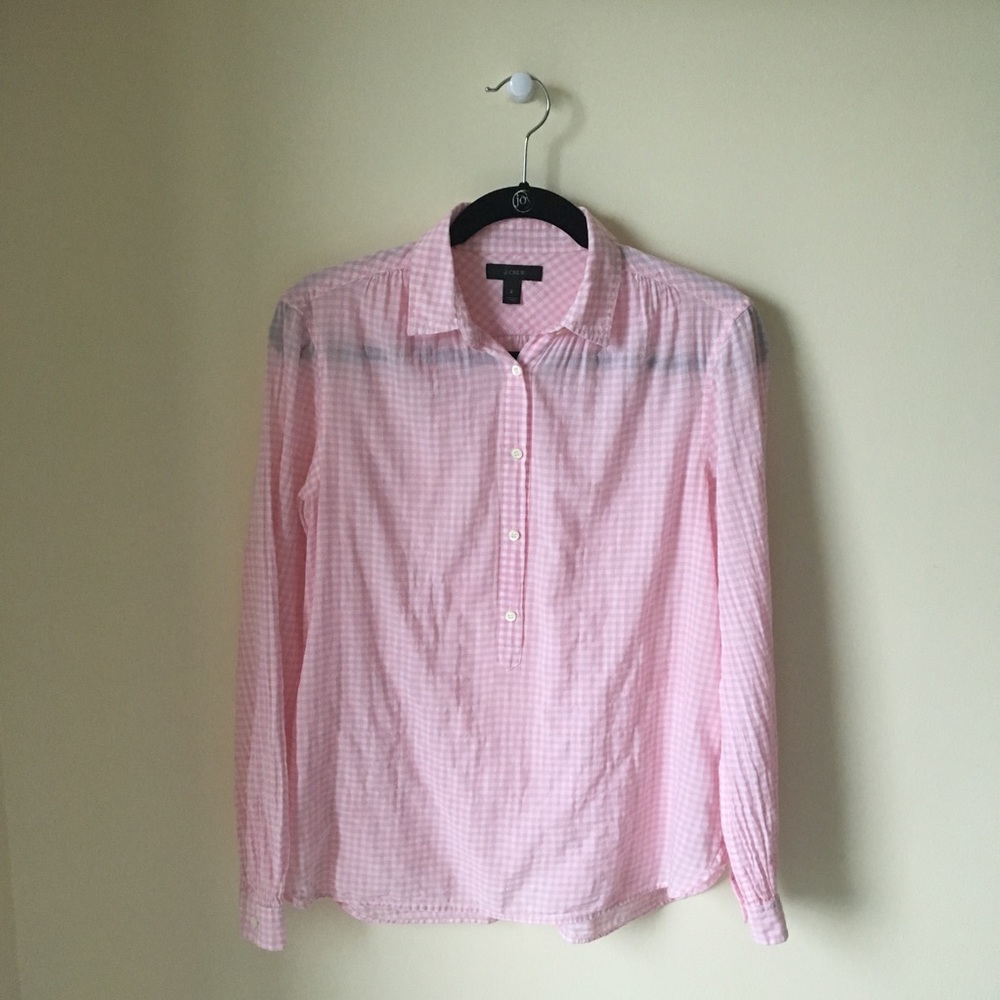 J. Crew Pink & White Microgingham Popover - Picture 3 of 7